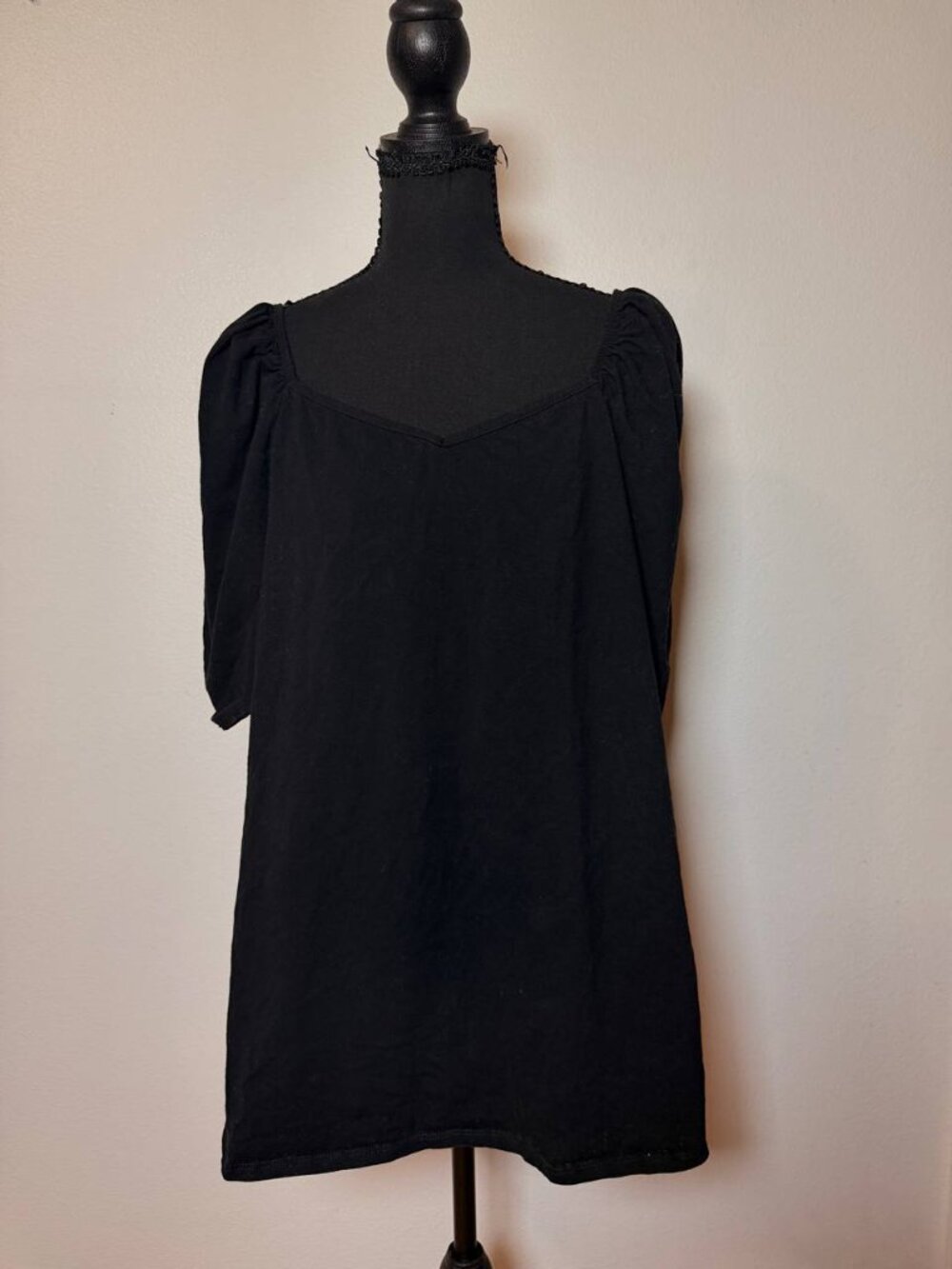 Kim & Cami Black Cotton Puff Sleeve Top Cottagecore Romantic Plus 2X